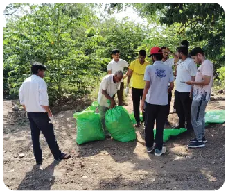 Volunteers participating in a cleanliness drive